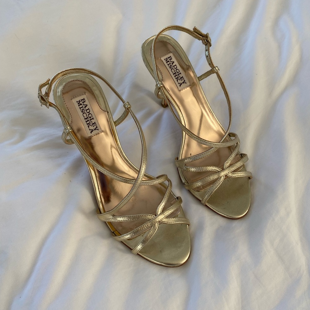 Badgley Mischka Elegant Gold Strappy Heels